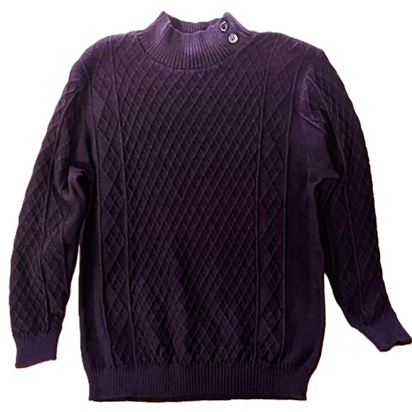 Men's Casual Button Mock-Neck Pullover Multi-Cable Sweater ~ Black (XL-2XL) NWT - Picture 10 of 13